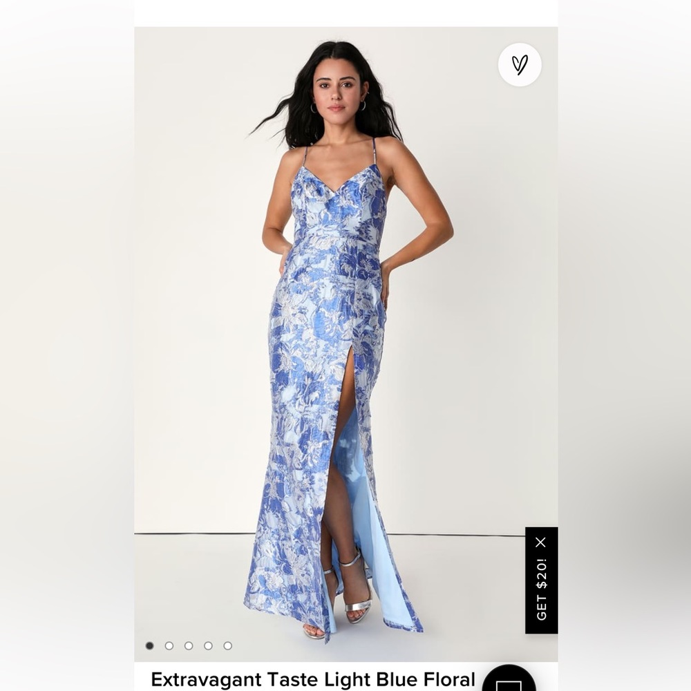 LULUS Extravagant Taste Light Blue Floral Jacquard Mermaid Maxi Dress